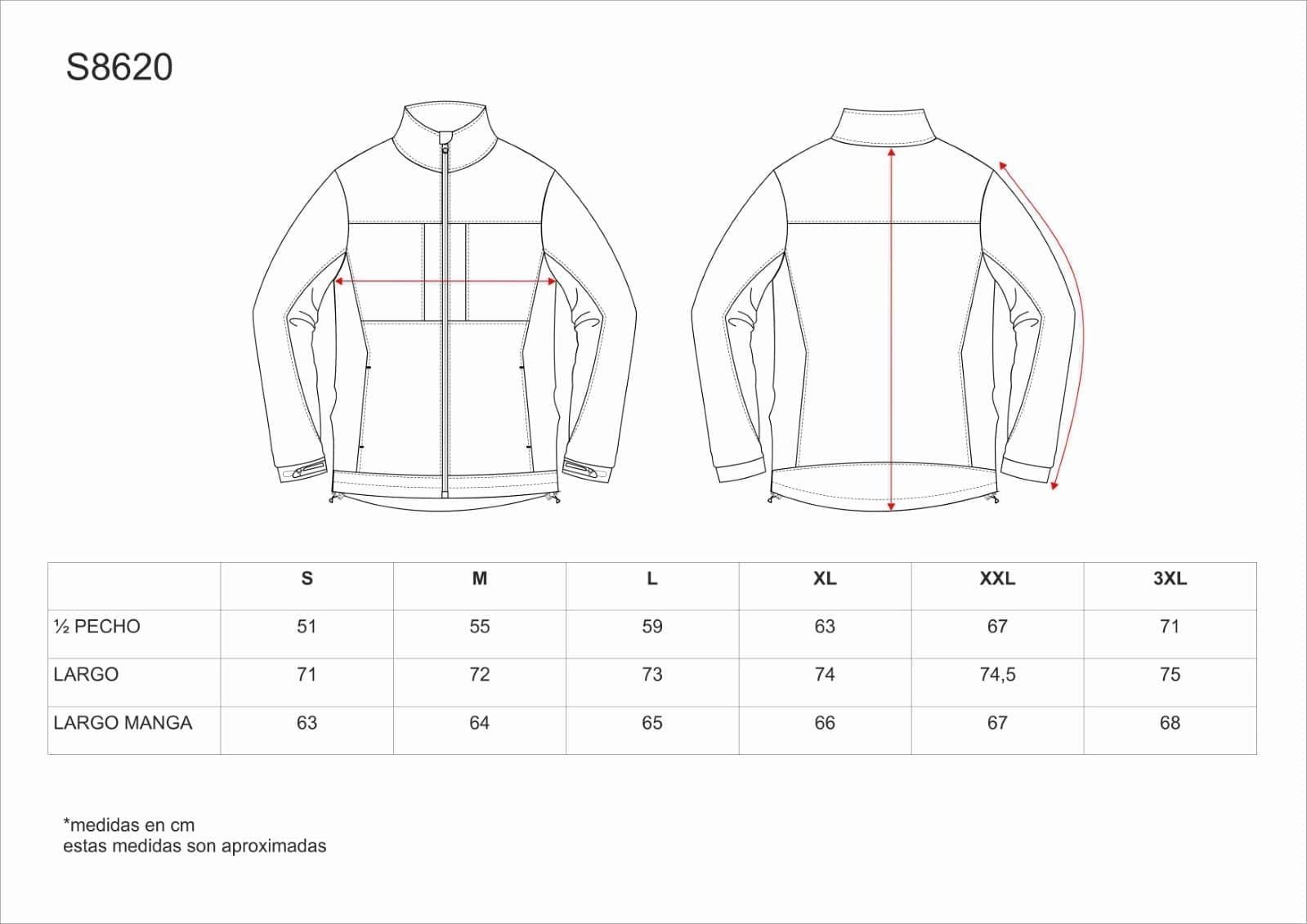 S8620 GUÍA DE TALLAS