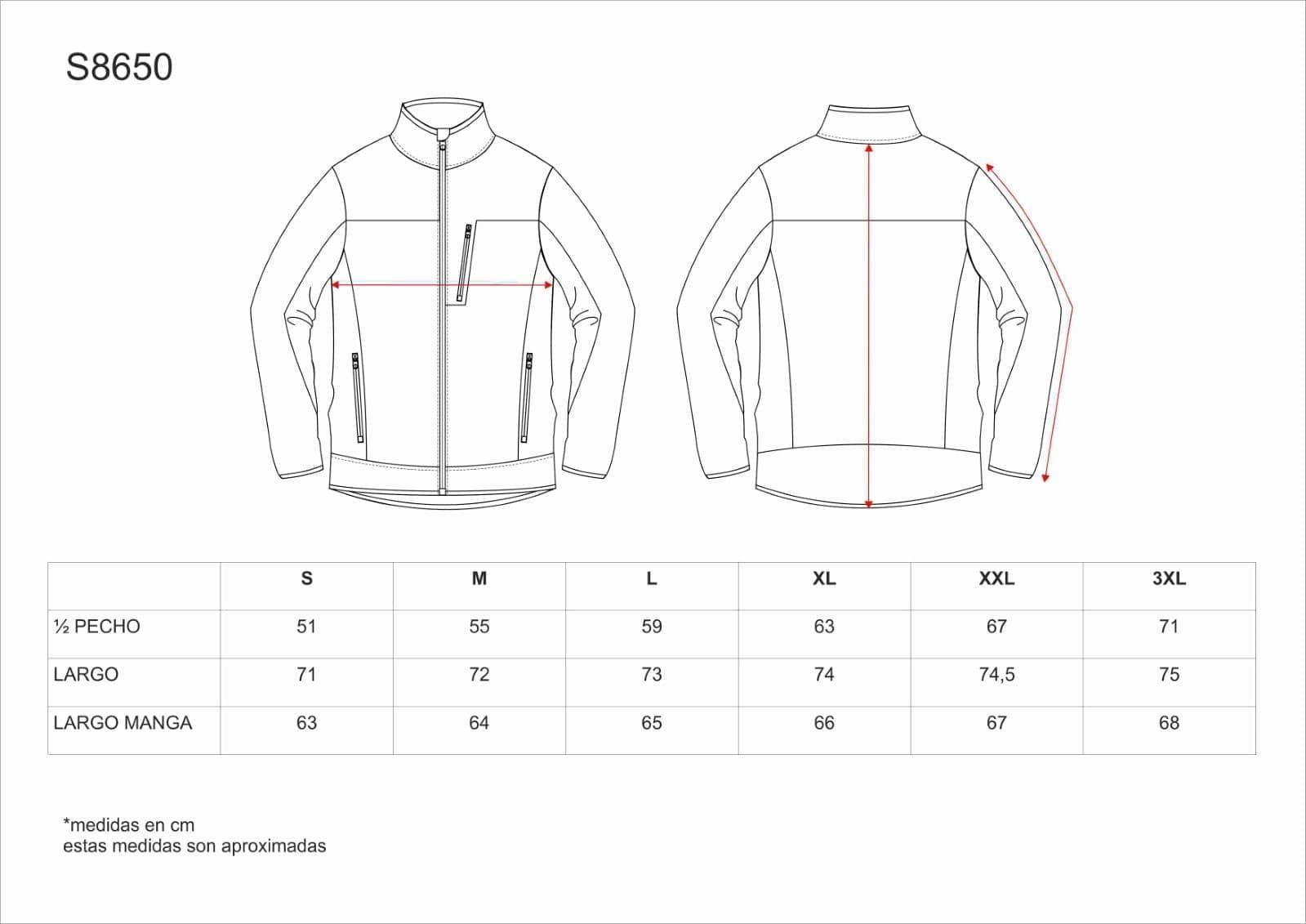 S8650 GUÍA DE TALLAS
