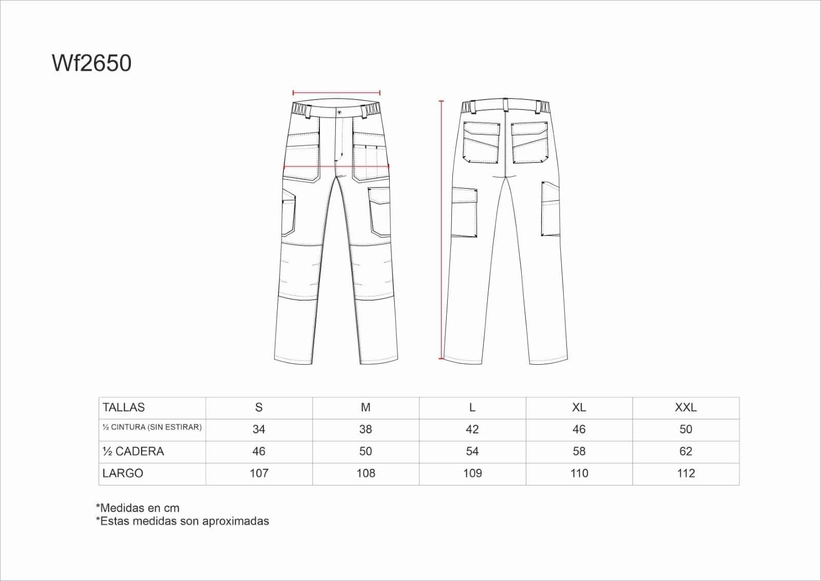 WF2650 GUÍA DE TALLAS