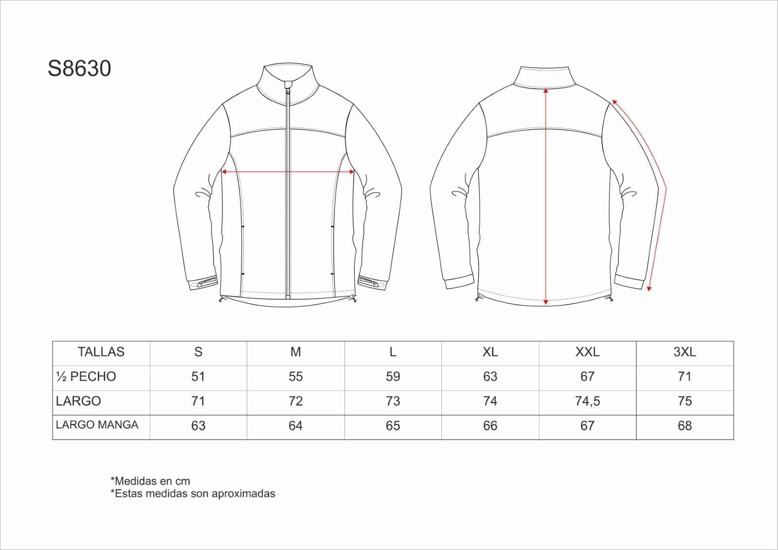 S8630 GUÍA DE TALLAS