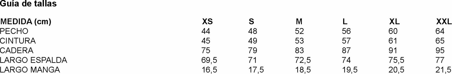 GUIA TALLA 600028 GARYS