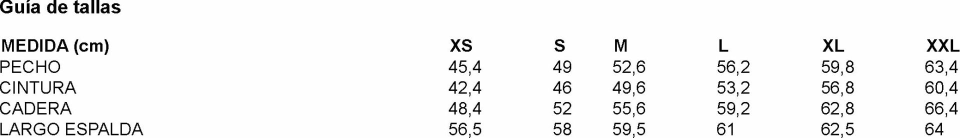 GUIA TALLA 600036 GARYS