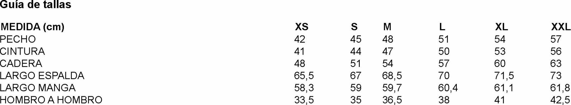 GUIA TALLA 850012 GARYS