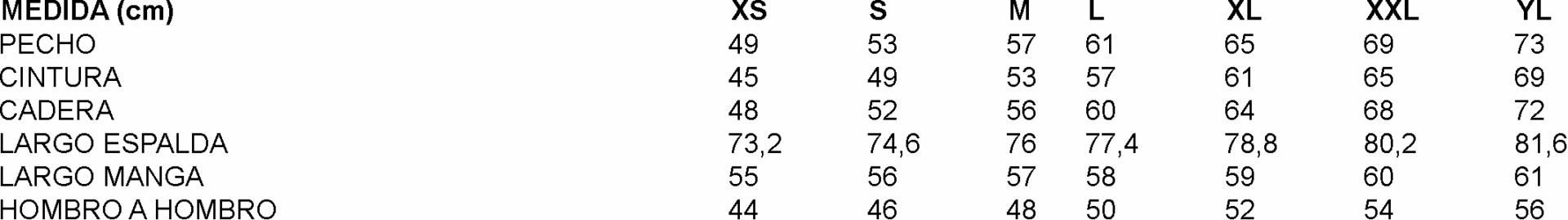 GUIA TALLA 930021 GARYS