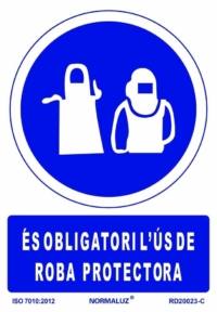 Señal "És obligatori l'ús de roba protectora" Normaluz Señal "És obligatori l'ús de roba protectora" Normaluz