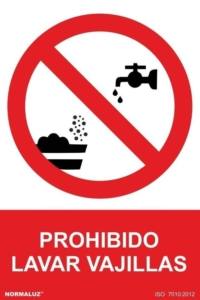 Señal "Prohibido lavar vajillas" Normaluz Señal "Prohibido lavar vajillas" Normaluz
