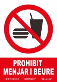 Señal "Prohibit menjar i beure" Normaluz Señal "Prohibit menjar i beure" Normaluz