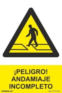 Señal "¡Peligro! andamiaje incompleto" Normaluz Señal "¡Peligro! andamiaje incompleto" Normaluz