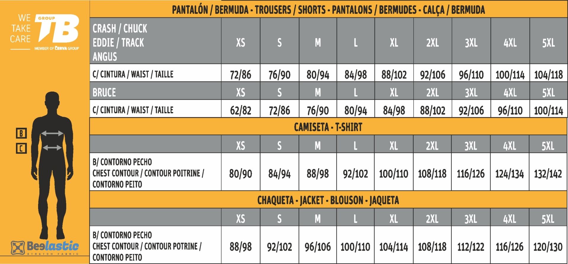 GUIA TALLAS BEELASTIC TOMÁS BODERO