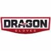Logo de la marca Dragon Gloves en un banner rojo y blanco. Letras 'DRAGON' en negro con detalle de llama roja, y 'GLOVES' en blanco.