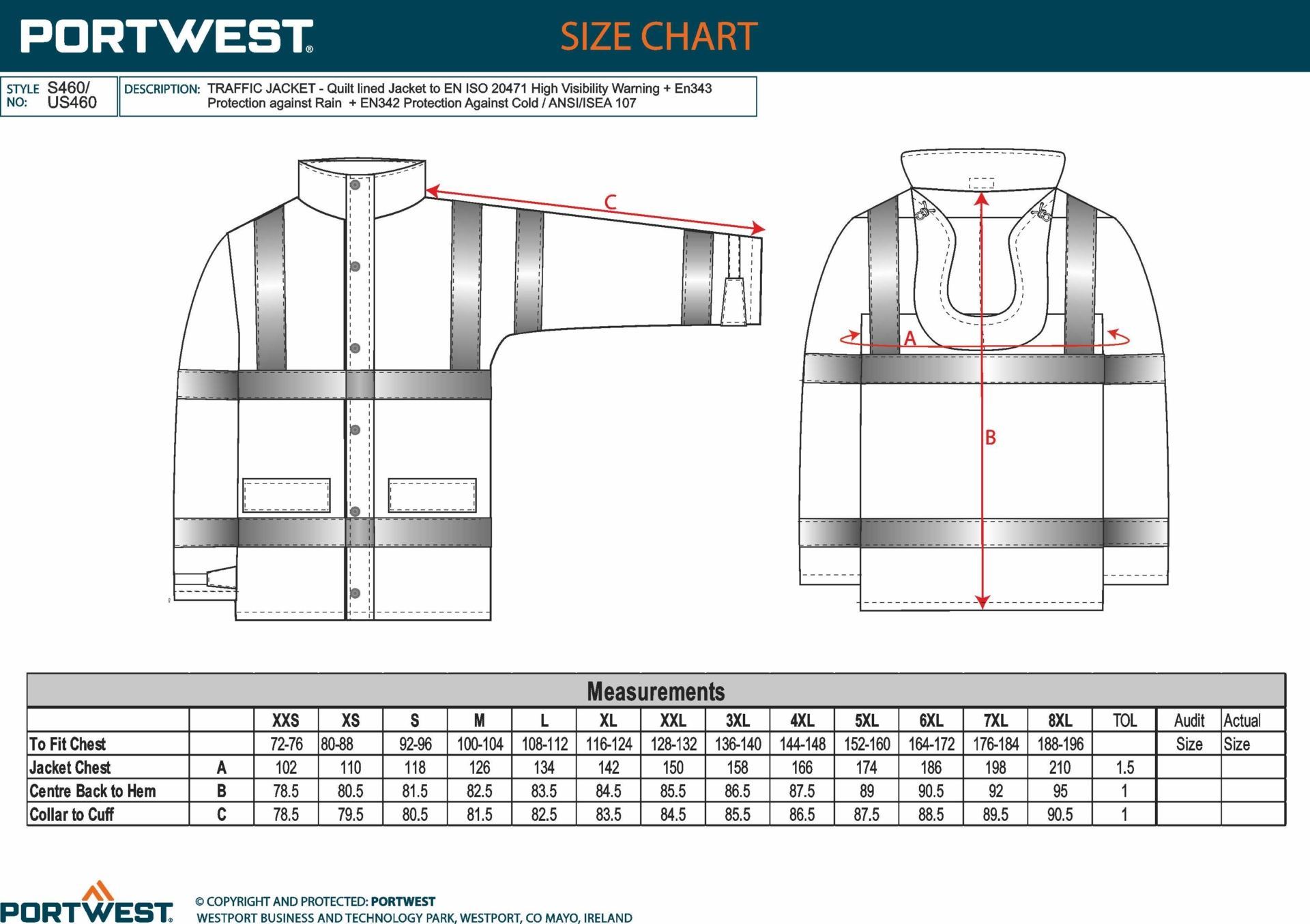 GUIA TALLA S460 PORTWEST