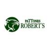 Logo de marca en verde oscuro y blanco, con un emblema circular de una pantera o puma rugiendo y el nombre 'PaTToNES ROBERT'S' en fuente serif elegante.
