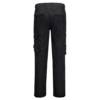 Pantalón de Lluvia Portwest DX433 negro con bolsillos Pantalón de lluvia Portwest DX433 negro de poliéster, vista trasera, con múltiples bolsillos cargo y traseros, ideal para ropa laboral.